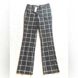 Women’s Plaid Black White New York & Co Boot Cut Pants Size 10 NWT